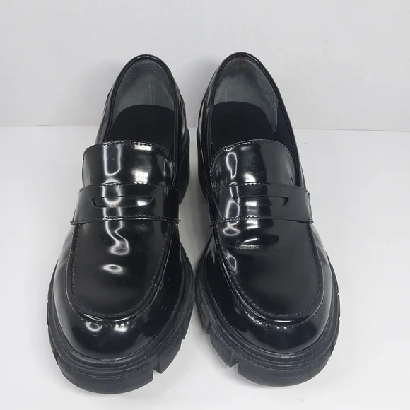 Sincerely Jules Dylan Size 9 Glossy Black 90s Y2k style Chunky Lug Loafer shoes - Picture 2 of 11